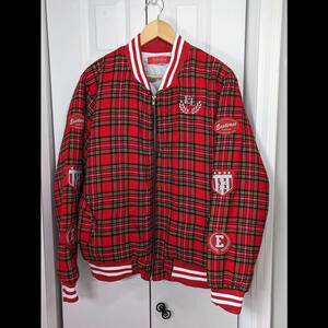 Unbranded NWT Women's Size Large Plaid Polyester Jacket Red
